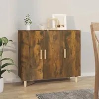 Credenza Rovere Fumo 90x34x80 cm in Legno Multistrato 817459