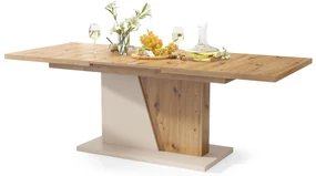 NOBLE NOIR Rovere Artisan / Beige (Champagne) - TAVOLO DA PRANZO ALLUNGABILE FINO A 218 cm!