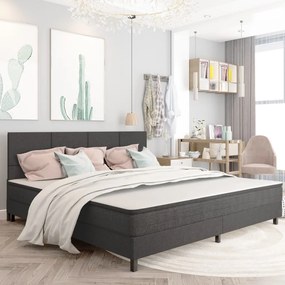 Letto A Molle Grigio Scuro İn Tessuto 200x200 Cm /