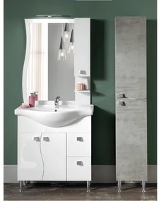 Mobile bagno 85 cm - Bianco Lucido - Piedini - Onda