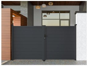 Cancello a battente L305 x H166 cm Alluminio pieno Antracite - NAZARIO