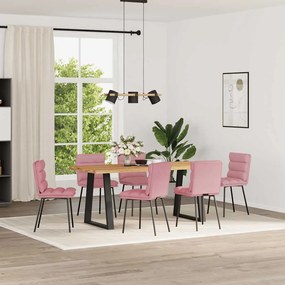 Sedie Da Pranzo 6 Pz Rosa İn Velluto /