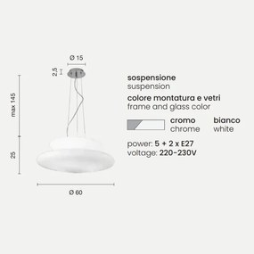 Lampada a sospensione PAGODA in vetro Bianco soffiato e acidato GRANDE