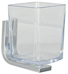 Porta spazzolini Materia in pvc in vetro con profili cromo lucido