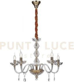 Lampadario riflesso oro 5 luci attacco e14 70x190cm decorato in cri...