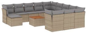 Set Divano da Giardino 13 pz con Cuscini Beige in Polyrattan