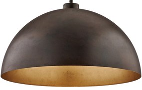 Sospensione Industrial 1 Luce Marcus In Ferro Laccato Ruggine E Oro Diam 50