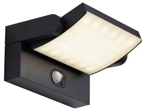 Lampada da parete per esterni nera con LED IP54 con sensore di movimento solare - Judge
