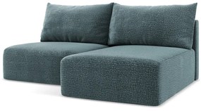 Divano angolare turchese allungabile/con contenitore (con penisola a destra) Kalena – Makamii