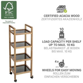 Scaffale per il bagno nero/di colore naturale in acacia massiccia 35x101,5 cm Fondi – Wenko