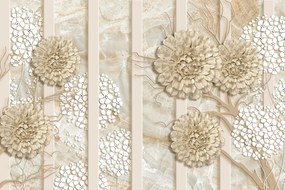 Carta da parati – Fiori astratti su marmo
