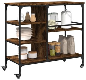 Carrello da cucina rovere fumo 100x45x89,5 cm legno multistrato