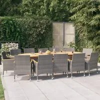 Set da Pranzo per Giardino 13 pz con Cuscini Grigio 3103607