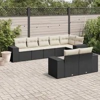 Set Divani da Giardino con Cuscini 8 pz Nero in Polyrattan 3222815