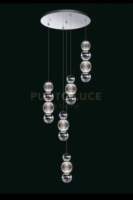 Brillante sospensione, luminosa, cromo, 5 pendenti , led 32w, lumen...