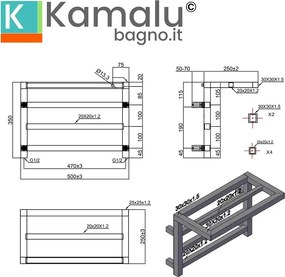 Scaldasalviette termoarredo mensola 350x500mm modello KAM-D1000 - KAMALU