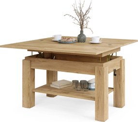 BRAWO Rovere Craft Gold - TAVOLINO DA CAFFÈ CON PIANO ALLUNGABILE E SOLLEVABILE TAVOLO TRASFORMABILE CON RIPIANO