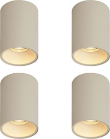Set di 4 faretti moderni beige da superficie GU10 50mm rotondi - Deep