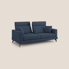 Slide Divano con schienali traslanti e poggiatesta in tessuto simil cotone impermeabile T19 blu