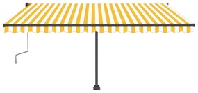 Tenda da Sole Retrattile Manuale LED 400x350 cm Giallo Bianco