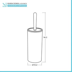 Portascopino wc Grigio dettagli effetto legno serie Blob
