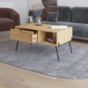 Tavolino in rovere decorato in colore naturale 60x100 cm Ecrin - Marckeric