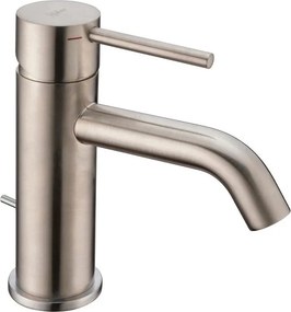 Rubinetto per lavabo a canna bassa getto laminare cristallino TAYRONA nichel satinato HUBER H 16.4 cm