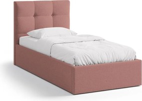 Letto singolo imbottito rosa con contenitore con rete inclusa 90x200 cm Phaedra – Micadoni