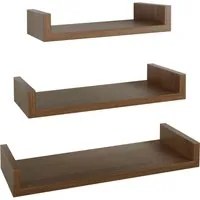 Set 3 Mensole da Parete 60-50-40x23,7x8 cm in Fibra di Legno Calamita Maxi Rovere Tabacco