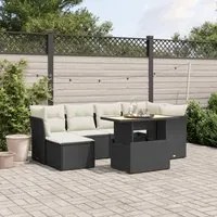 Set Divani da Giardino con Cuscini 7pz Nero Polyrattancod mxl 88874