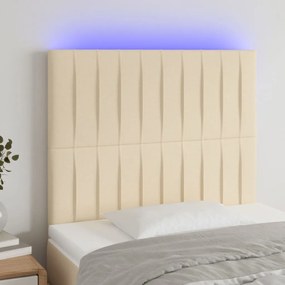 Testiera A Led Crema 80x5x118/128 Cm İn Tessuto /