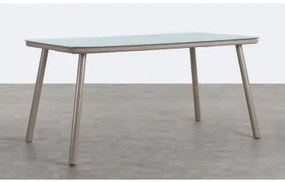 Tavolo da Esterno Rettangolare in Alluminio e Cristallo (160x90 cm) - The Masie