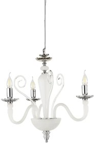 Lampada a sospensione DEBUSSY in vetro lavorato a mano 50 cm Bianco Satinato 3 LUCI