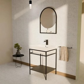 Specchio con illuminazione integrata bagno tondo COLAVENE L 65 x H 65 x P 7 cm nero