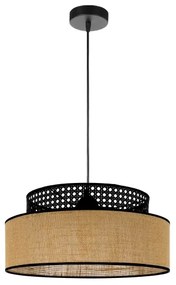 Lampadario a sospensione con filo BOHO 1xE27/60W/230V diametro 40 cm nero/rattan