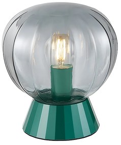 Lampada Da Tavolo Moderna Sydney Base Ottanio E Sfera In Vetro Fumé 1 Luce E14