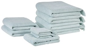 Set di 9 asciugamani cotone verde menta ATIU Beliani