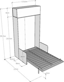 Letto a scomparsa con pensile Bianco 120 cm una piazza e mezza KENTARO SOFŔ