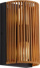 Lampada da parete Japandi arancione con nero e corda IP44 - Jayla