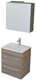 Mobile bagno sospeso 55 cm Smart olmo con lavabo e specchio contenitore