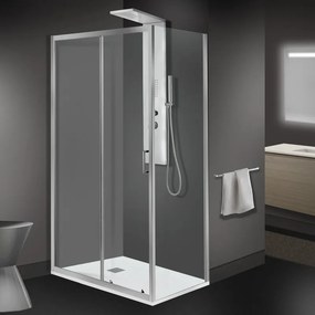 Box doccia con ingresso frontale scorrevole L 120 x H 190 cm, in vetro trasparente SP. 6 mm, profilo cromato Zesk