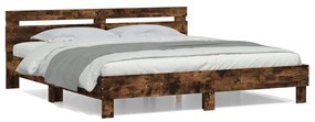Giroletto Con Testiera Rovere Fumo 160x200 Cm Legno Multistrato /