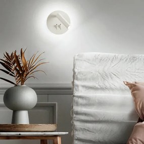 Applique SELLA rotonda in metallo Bianco 13 cm retroilluminata con spot LED orientabile