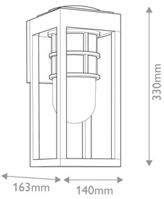 Kichler KL-HONE-S-BKT - Applique da esterno HONE S 1xE27/60W/230V IP44