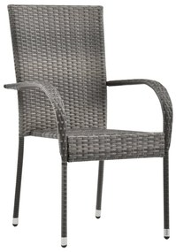 Set mobili da pranzo giardino 7 pz in polyrattan grigio