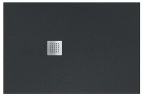 Piatto doccia SANYCCES in resina Strato nero L 110 x L 80 x H 2.7 cm opaco effetto pietra