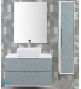 Mobile Bagno Sospeso "Furore" Da 90 Cm Composto Da Due Cassetti Finitura Verde Salvia/Bianco