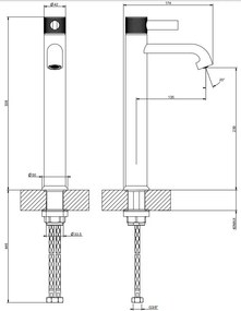 Miscelatore alto per lavabo a ciotola senza scarico matte black xl 299 Inciso 58004 Gessi