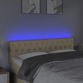 Testiera a led crema 144x7x78/88 cm in tessuto