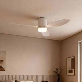 Lucande Ventilatore da soffitto LED Kayu, bianco, DC, silenzioso, Ø 132 cm Kayu, Bianco / Opale, Soggiorno / Sala da pranzo, Plastica, Moderno
